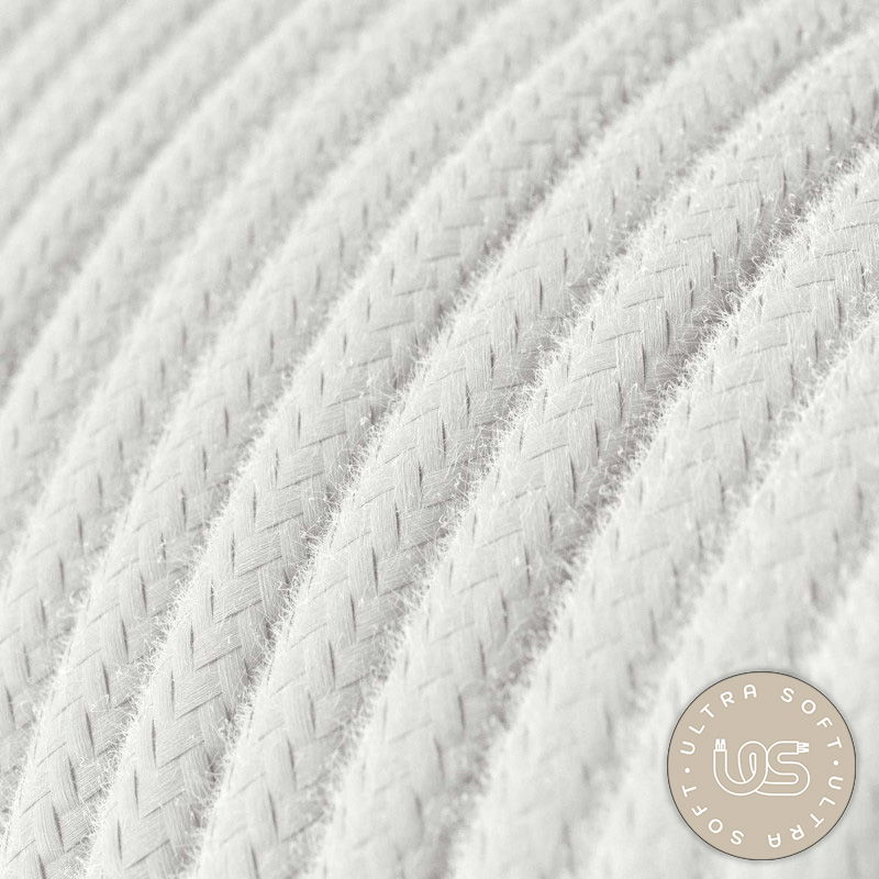 Textilný kábel Ultra Soft s bielou bavlnenou tkaninou, 2 x 0.75mm, 1 meter