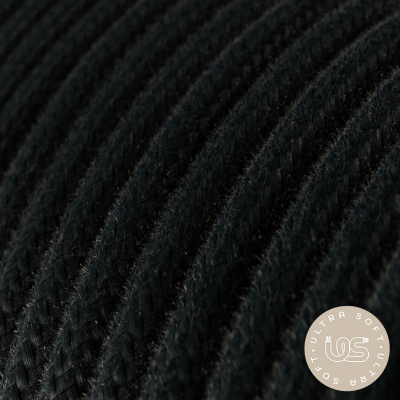 Textilný kábel Ultra Soft s čiernou bavlnenou tkaninou, 2 x 0.75mm, 1 meter,