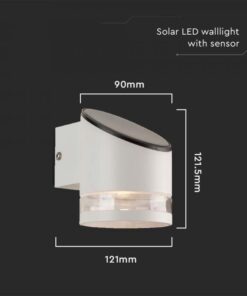 Záhradná LED lampa so solárnym panelom a mikrovlnným senzorom 1W, IP44, biela farba – Obrázok 4