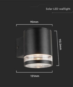 Záhradná nástenná LED lampa so solárnym panelom 1W, IP44, čierna farba – Obrázok 6