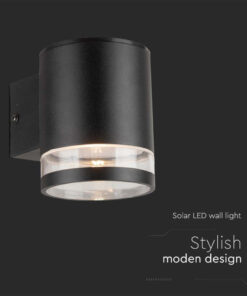 Záhradná nástenná LED lampa so solárnym panelom 1W, IP44, čierna farba – Obrázok 4