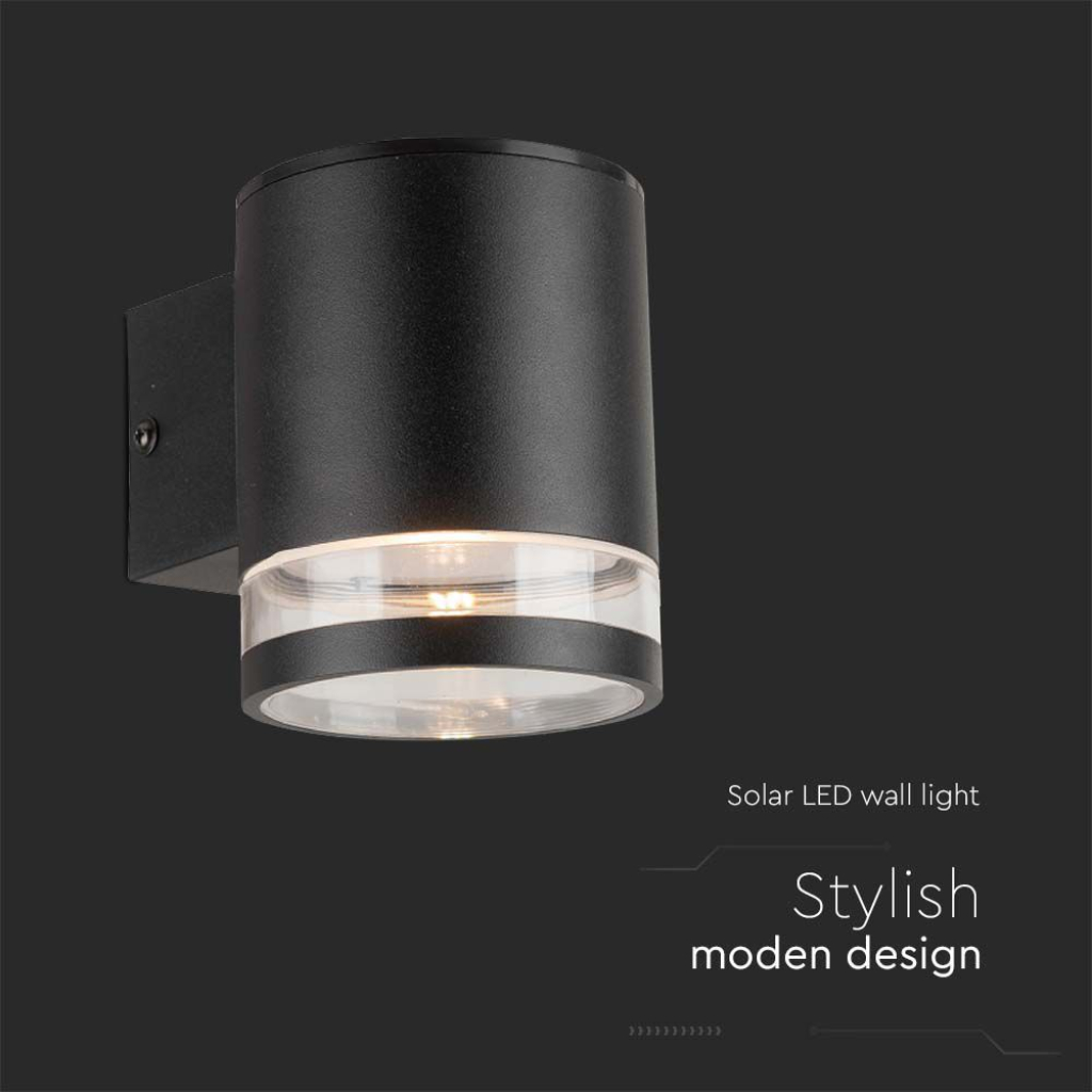 Záhradná nástenná LED lampa so solárnym panelom 1W, IP44, čierna farba – Obrázok 4