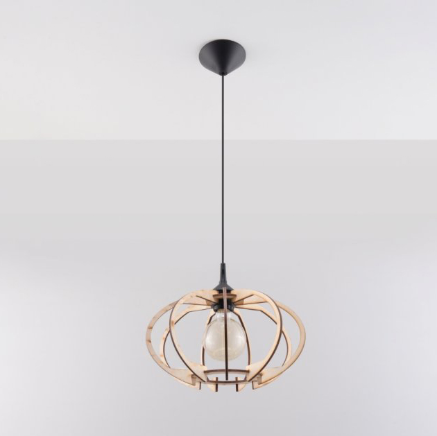 Elegantná závesná lampa MANDELINO vyrobená z prírodného dreva2