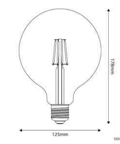 LED mliečna žiarovka G125, E27, 4W, 2700K, 470Lm – Obrázok 4