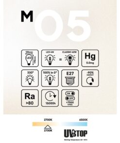 LED mliečna žiarovka G125, E27, 4W, 2700K, 470Lm – Obrázok 5