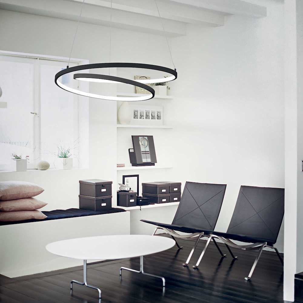 Moderný LED luster OZ SP D80 v čiernej farbe | Ideal Lux