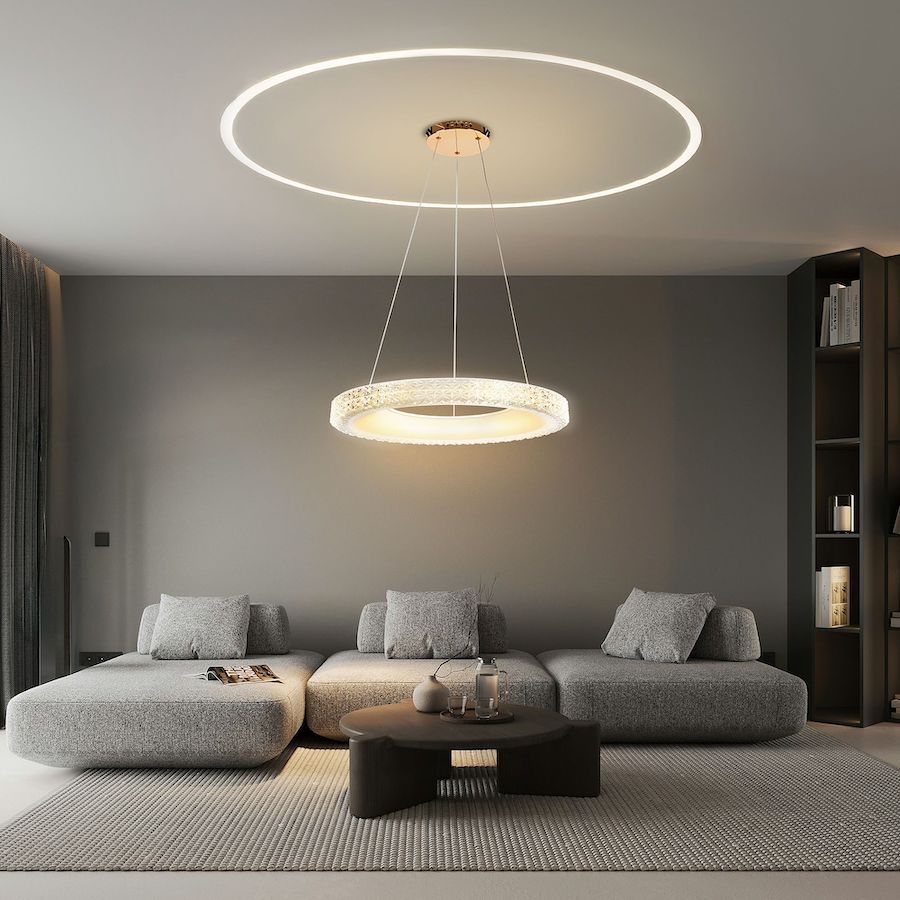 Luxusný sklenený LED luster 60 cm, ružovo zlatá farba – Obrázok 2