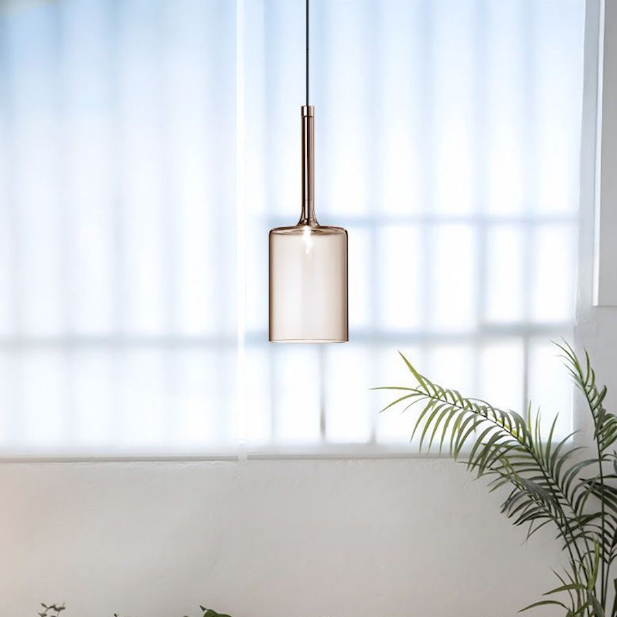 Sklenená závesná lampa s jantárovým sklom, 10cm priemer – Obrázok 3
