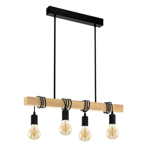 Závesná drevená lampa so 4mi päticami