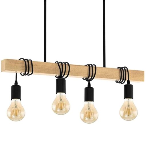 Závesná drevená lampa so 4mi päticami - Image 6