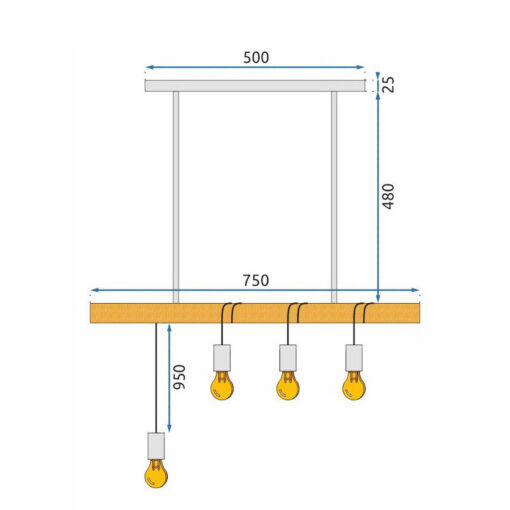 Závesná drevená lampa so 4mi päticami - Image 7