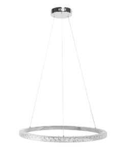 Závesný LED luster RING v chrómovej farbe, 59cm