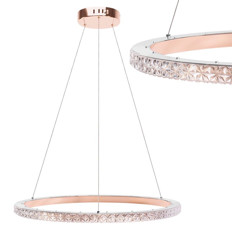 Závesný LED luster RING v zlato ružovej farbe, 59cm – Obrázok 5