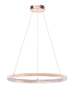 Závesný LED luster RING v zlato ružovej farbe, 59cm