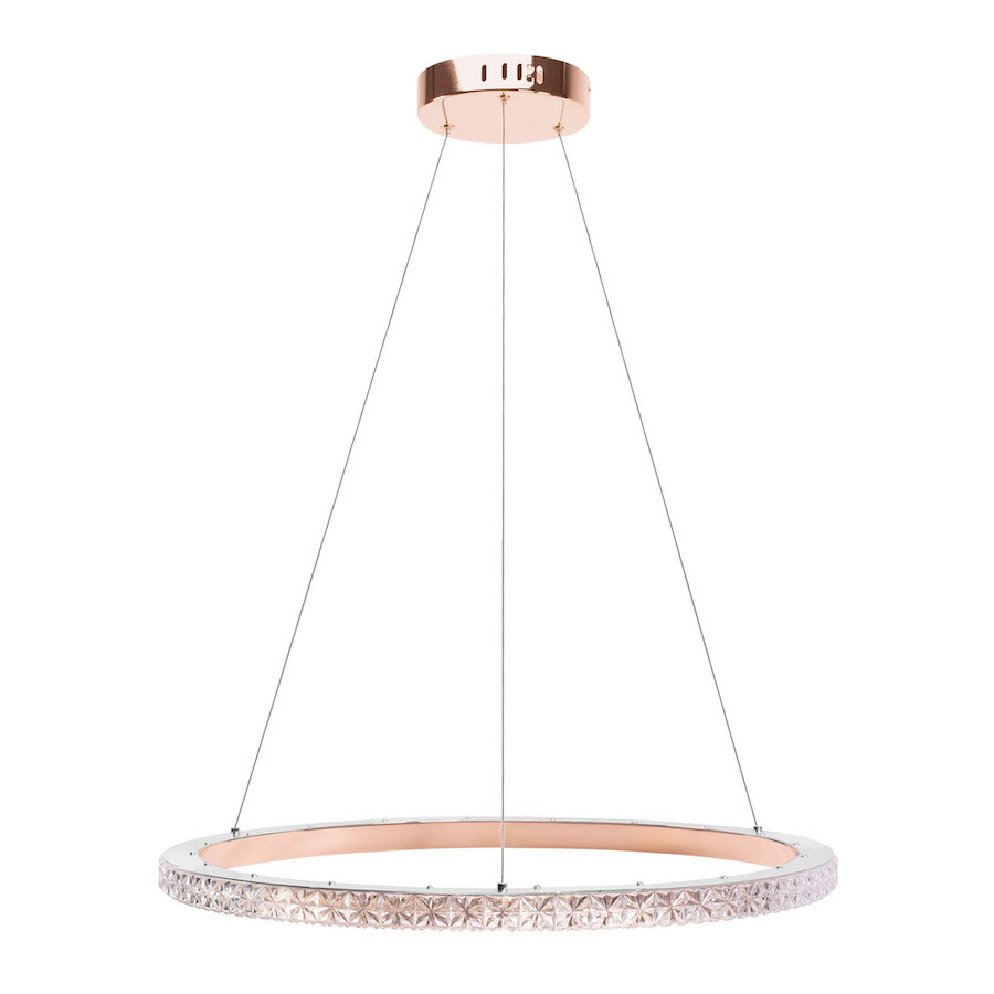 Závesný LED luster RING v zlato ružovej farbe, 59cm