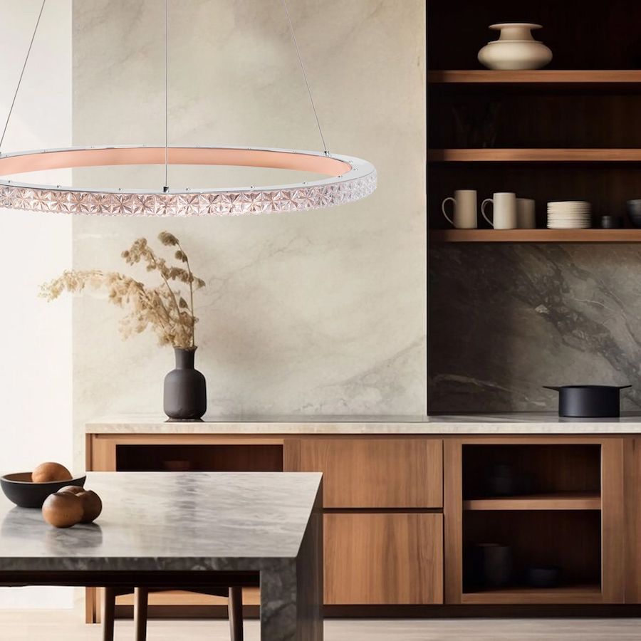 Závesný LED luster RING v zlato ružovej farbe, 59cm – Obrázok 3