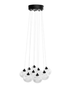 Závesný luster Black Balls, 9pätíc