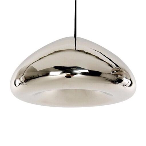 Zrkadlová sklenená závesná lampa v striebornej farbe