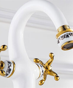 Alternative view of Luxusná vodovodná batéria v bielo zlatej farbe