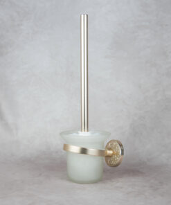 Retro sada 2x záchodovej kefy, 2x držiaka na toaletný papier + držiaka s dvomi pohármi, Champagne