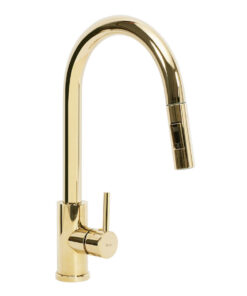 Drezová batéria s vyťahovacou spŕškou v zlatej farbe