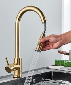 Alternative view of Drezová batéria s vyťahovacou spŕškou v zlatej farbe