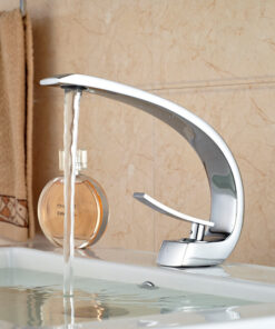 Moderná chrómová batéria s dlhým hrdlom na umývadlo