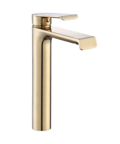 Vysoká štýlová umývadlová batéria v brúsenej zlatej farbe