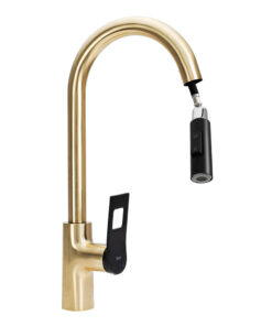 Alternative view of Kuchynská batéria s vyťahovacou spŕškou v brúsenej zlatej farbe