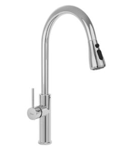 Kuchynská batéria s vyťahovacou spŕškou v chrómovej farbe