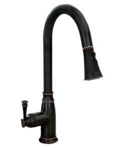 Kuchynská batéria v retro štýle s vyťahovacou spŕškou v čiernej farbe
