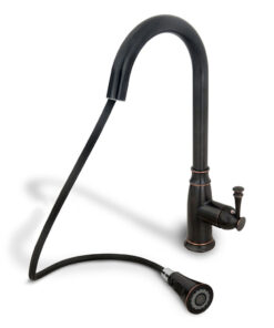 Alternative view of Kuchynská batéria v retro štýle s vyťahovacou spŕškou v čiernej farbe