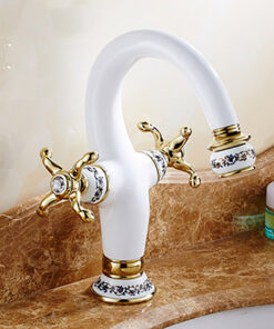 Luxusná vodovodná batéria v bielo zlatej farbe