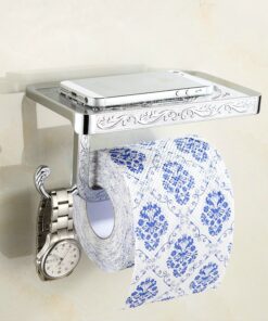 Alternative view of Retro držiak na toaletný papier + stojan na mobilný telefón v striebornej farbe