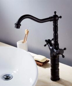 Alternative view of Retro umývadlová vodovodná batéria v čiernom prevedení