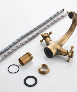 Alternative view of Retro vodovodná batéria v mosadznom spracovaní s dvomi kohútikmi