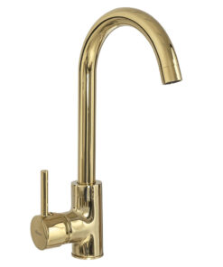 Štýlová kuchynská vodovodná batéria v zlatej farbe