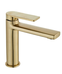 Nízka štýlová umývadlová batéria v brúsenom zlatom prevedení