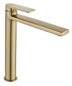 Vysoká štýlová umývadlová batéria v brúsenom zlatom prevedení