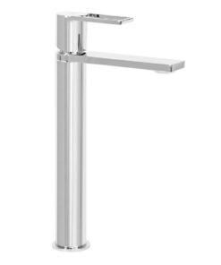 Moderná vysoká umývadlová batéria s dizajnovým madlom v chrómovej farbe