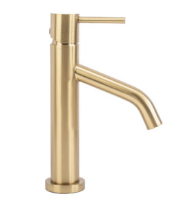 Moderná kúpeľňová batéria nízka v brúsenej zlatej farbe