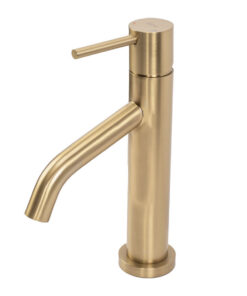 Alternative view of Moderná kúpeľňová batéria nízka v brúsenej zlatej farbe