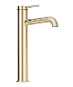 Umývadlová vysoká elegantná batéria v zlatej farbe