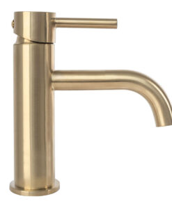 Alternative view of Nízka umývadlová batéria s ohnutým výtokom v brúsenej zlatej farbe