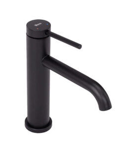 Umývadlová nízka batéria s mierne ohnutým výtokom v čiernej farbe