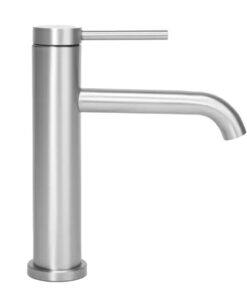 Alternative view of Umývadlová nízka batéria s mierne ohnutým výtokom v brúsenej niklovej farbe