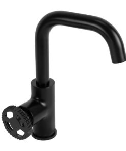 Umývadlová batéria v priemyselnom štýle v čiernej farbe