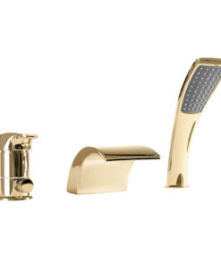 Moderná vaňová batéria trojdielna v zlatom prevedení