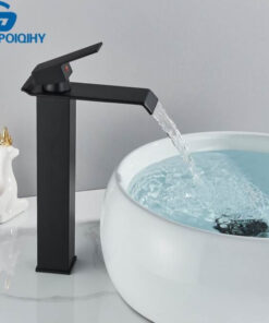 Vysoká vodovodná batéria s vodopádom - čierna farba