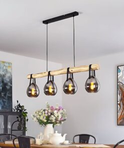 Alternative view of Závesná drevená lampa so 4 dymovými svietidlami